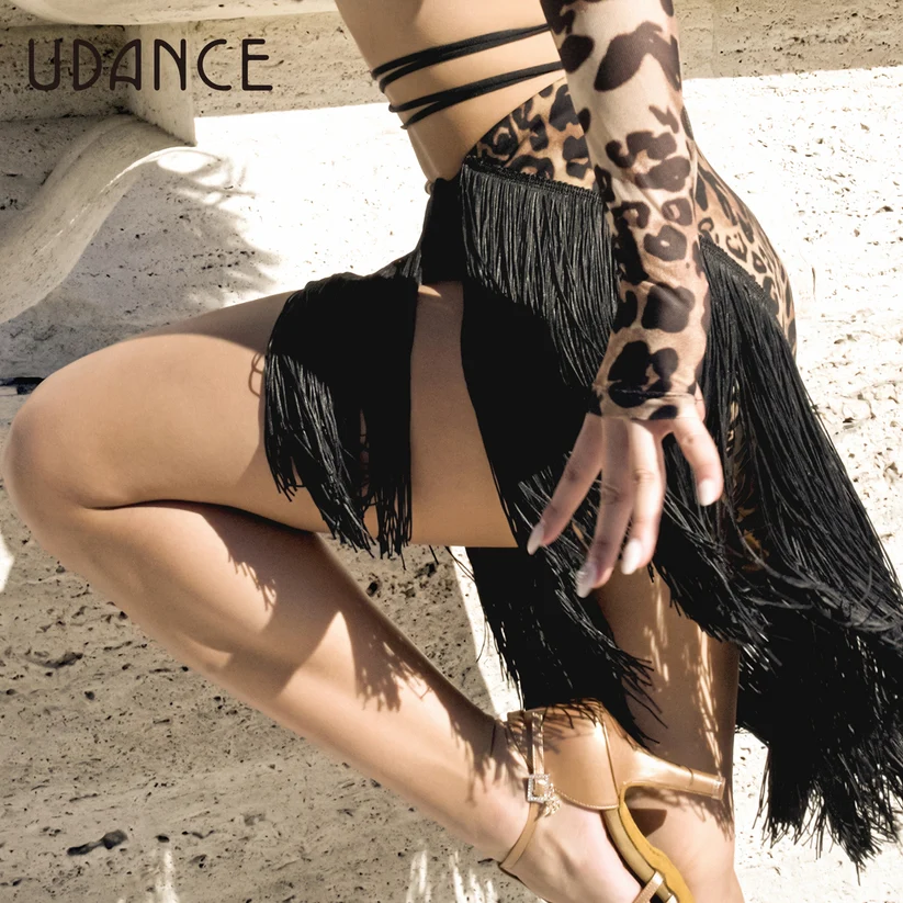 A83 UDANCE Asymmetric Hem Fringe Skirt